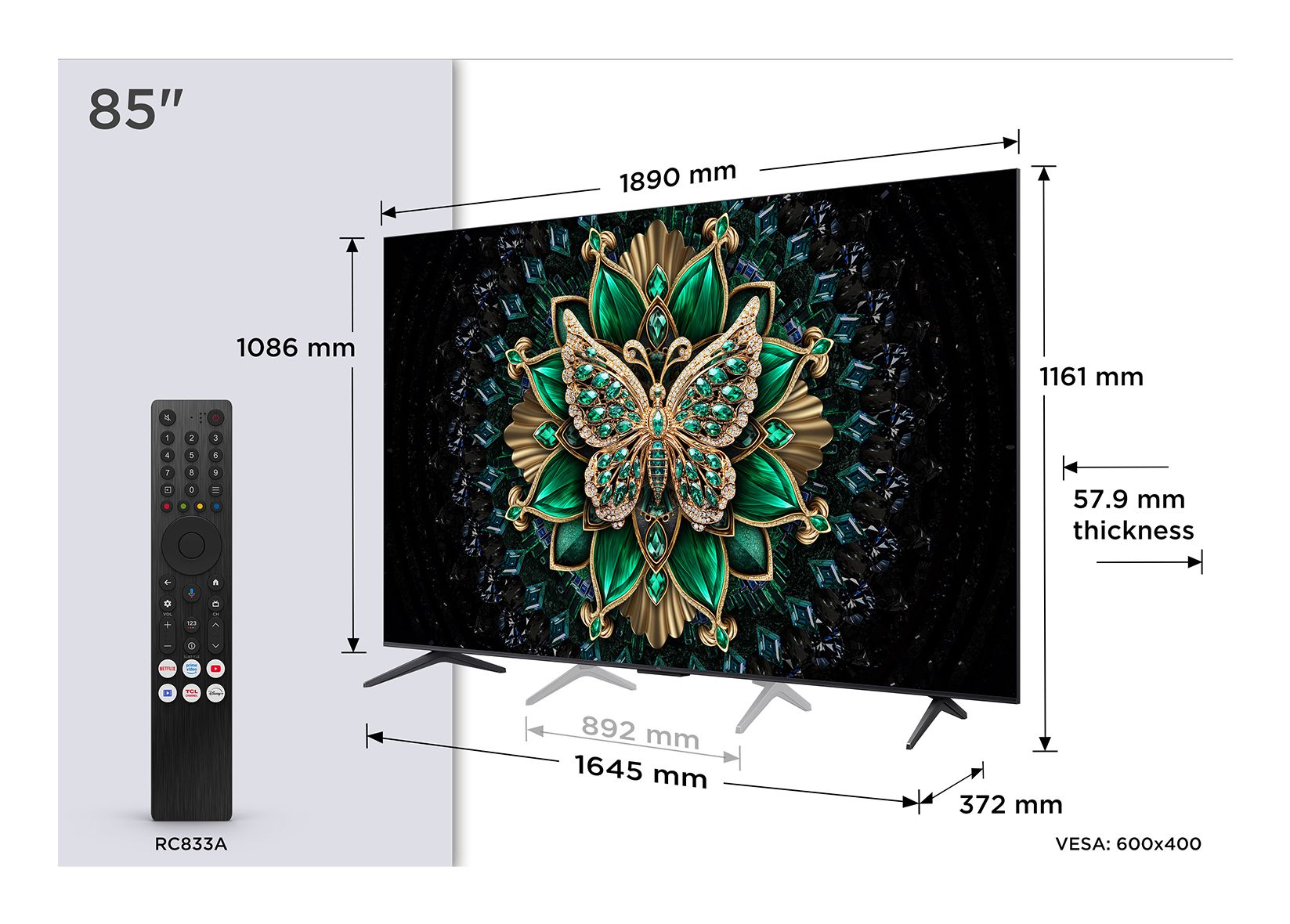 TCL 85C69K / TV screen / 85 inch / 2025