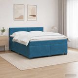 vidaXL Boxspringbed met matras en LED Blauw 140 x 190 cm fluweel
