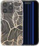 iMoshion Hoesje iPhone 15 Pro - Siliconen Back Cover - Golden Leaves Transparant