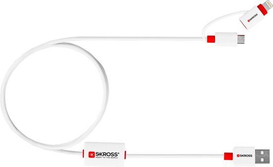 Skross 2-in-1 Data En Oplaadkabel Usb A Male - Usb-micro-b / Apple Lightning 1.00 M Wit