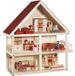 ROBA Maison de poupée en bois - 3 étages avec 21 meubles et 4 poupées - Naturel/Rouge