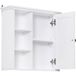 Armoire murale de salle de bain meuble suspendu WC placard 1 porte 3 niches dim. 53l x 14,5l x 50,5h cm en bois blanc