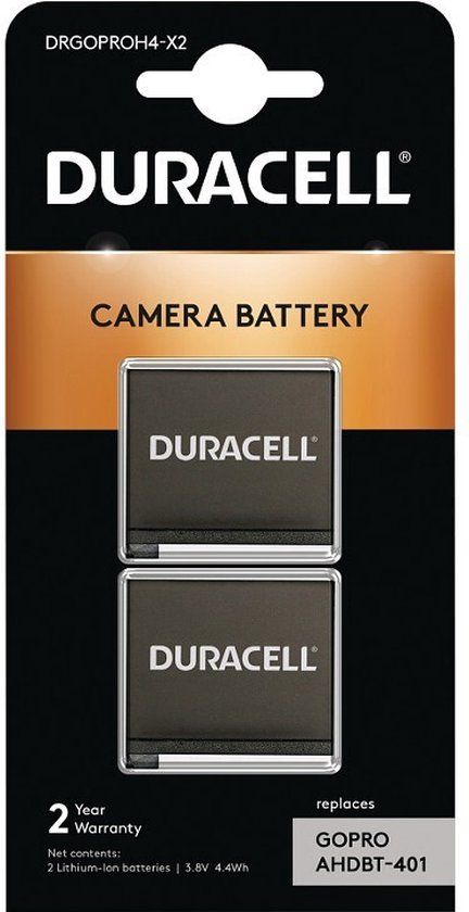 Duracell DRGOPROH4-X2 Camera Battery - 2 Pack - Replaces GoPro Hero 4 Battery