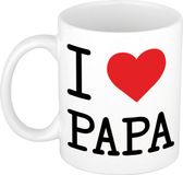 Bellatio Decorations Shoppartners Bv I love papa wit met rood hartje koffiemok / beker 300 ml - keramiek - cadeau voor Vaderdag / verjaardag
