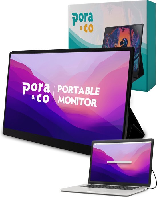 Pora&Co - IPS Portable Game Monitor - Beeldscherm 15.6 Inch - HDMI & USB-C - Full HD - Computerscherm - Draagbare Monitor