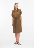 s.Oliver Jurk Bruin Katoen/Elastaan Lange Mouw Ronde Hals Casual