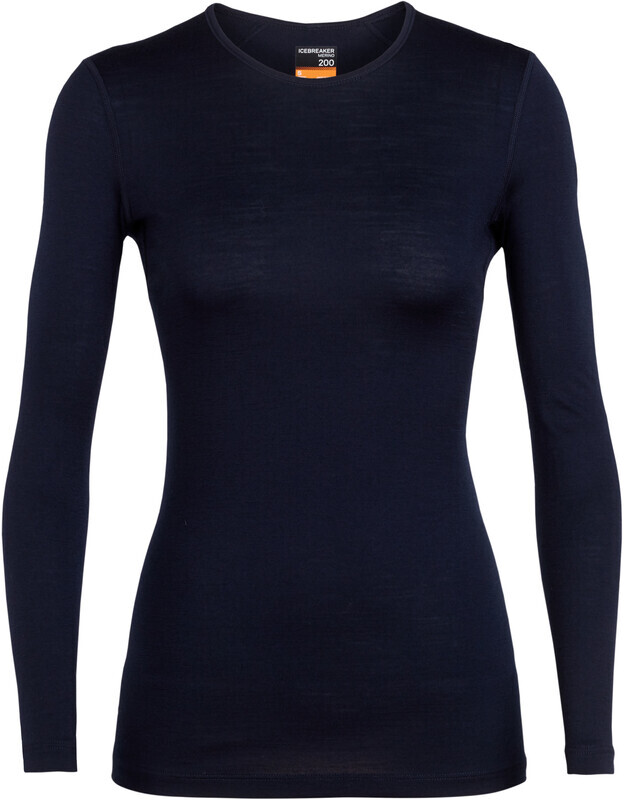 Icebreaker Icebreaker 200 Oasis Longsleeve Crew Top Dames, blauw L 2023 Ski- & Thermische ondergoed tops