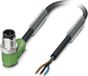 Phoenix Contact M12-sensor kabel, PVC, 3-polig, rechte connector, A-codering, lengte 5,0 meter, noir profond (RAL 9005), câble