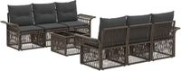 vidaXL Tuinbank - Set - 7 - st - Grijs - poly - rattan