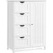 Vasagle – Meuble bas de salle de bain blanc nuage – Armoire gain de place avec 4 tiroirs – Étagère réglable – Dimensions 35 x 65 x 90 cm