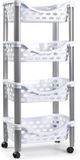PlasticForte Trolley - keukentrolley op wieltjes - 4-laags - wit - kunststof - 40 x 88 cm