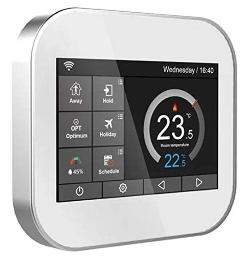 LKM security WiFi-thermostaat met lcd-kleurendisplay, touchscreen, voor verwarmingsketel via app bestuurbaar
