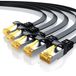 Primewire LAN-kabel set van 5 stuks, CAT 7, plat netwerkkabel, 10 Gbit/s, patchkabel, U/FTP, PIMF, afgeschermd, 2x RJ45-connectoren met beschermende mantel, koperen geleiders, 5 stuks, 1 meter, zwart