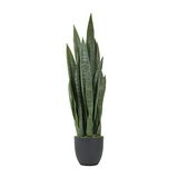 Worth Tuin 3ft Kunstmatige Slangenplant Nep Sansevieria Binnen Buiten, 28 dikke bladeren Levensechte Faux Zijde Plant, Home Decor Schoonmoeder Tong Plant 35 inch, Zwarte Pot & 20g Droog Mos