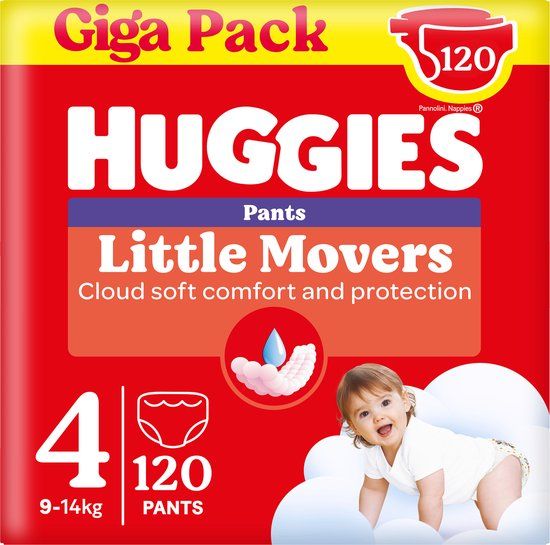 Huggies® Little Movers luierbroekjes Maat 4 (9-14 kg) - 120 stuks