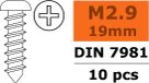 Revtec - Vis autoperceuse - 2,9X19mm - Acier galvanisé - 10 pièces