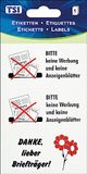 TSI 55334 etiketten "Alstublieft geen weergavebladeren/bedankt lieber postbodems"