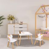 Merkloos HOME DECO Unicorn Kindertafel met 2 stoelen