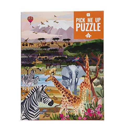 Talking Tables 1000-delige legpuzzel met safaridieren - Geïllustreerde Afrikaanse savanne | Met bijpassende poster & trivia-blad | Verjaardagscadeau, cadeaus voor volwassenen of kinderen, kunst aan de muur