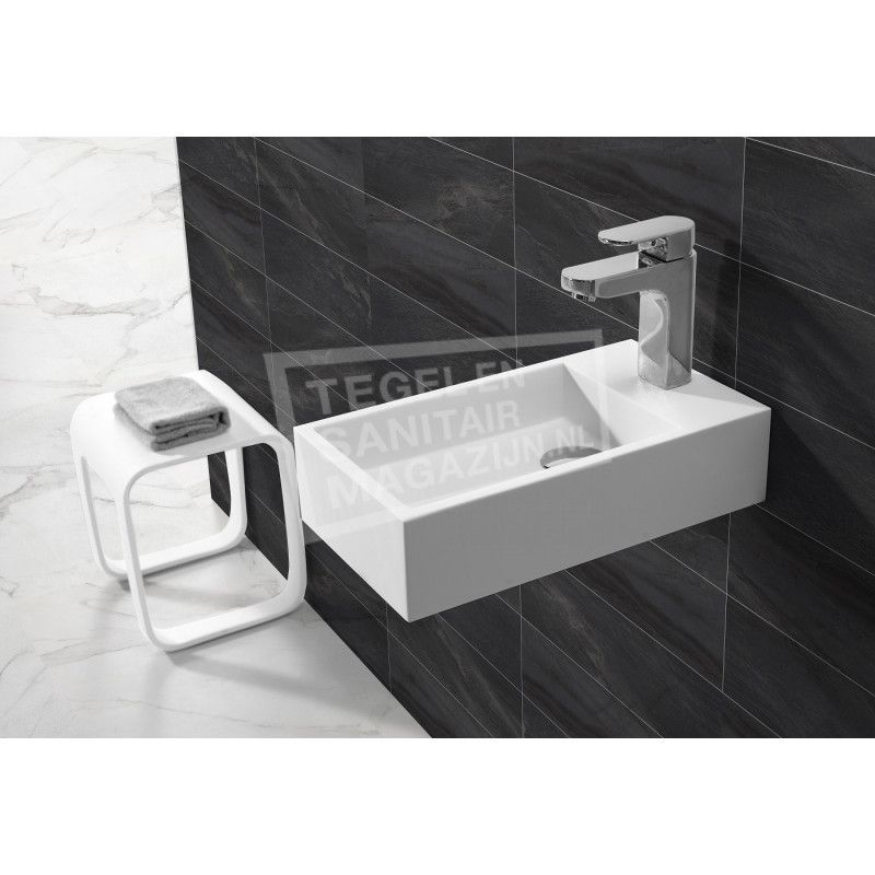 Wiesbaden Wiesbaden solid surface fontein kraangat rechts 40x20x10cm mat wit 36.4039