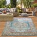 Orient Tapis, Convient pour l'extérieur, Salon, Style Vintage, Bleu/Crème, 200 x 290 cm