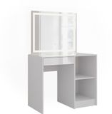 Vicco Sherry Kaptafel met licht – 89.8 cm met LED-spiegel Wit/wit hoogglans
