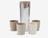 nova markt Carafe à eau avec 4 gobelets Set 1,1L – Carafe en Plastique Transparente avec Gobelets Empilables – Service de pique-nique Set de camping – Carafe à limonade pour jardin, plage et extérieur – Ø10 x 25 cm