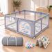 Lucellia® Grondbox Baby - Speelbox & Kruipbox - Speelmat & 50 Ballen - Licht grijs - 120x120x66 cm