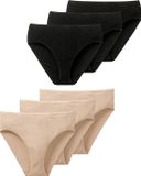 Schiesser Essentiële onderbroeken Vrouwen zwart/beige Effen 6 stuk(s)