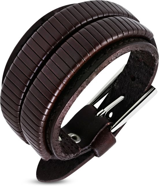 Amanto Armband Djulian Brown - Heren - Leer - 35 mm - 26 cm (aanpasbaar