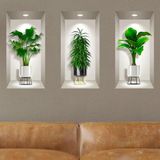 3D-zelfklevende stickers, 3D-effect, planten in mooie vazen, muurstickers slaapkamer, volwassenen, 3D-muurstickers, woonkamer, muurstickers, Trompe l'oeil muurstickers, 80 x 120 cm