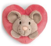 NICI 61873 Mini MagNICI muis met hart, 7 cm, grijs, knuffeldier met magneet