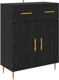 vidaXL Dressoir - Zwart - Eiken - 69,5 x 34 x 90 cm