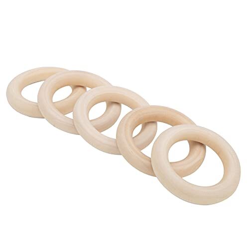 01 02 015 Houten ringen, houten baby tandjes ring wasbaar herbruikbaar veilig niet-toxisch elegante vintage fijne afwerking glad oppervlak voor kinderen tandjes krijgen(73mm)