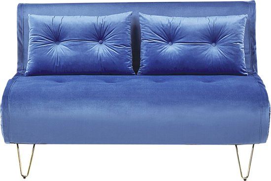 Beliani VESTFOLD 2-zits slaapbank - Blauw fluweel - Design
