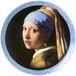 Heinen Delfts Blauw Bord Meisje met de Parel Middel
