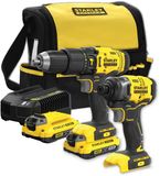 STANLEY FATMAX V20 18V Schroef-/klopboormachine + Slagschroevendraaier in softbag (met 2x 2.0Ah accu en lader) SFMCK465D2S-QW