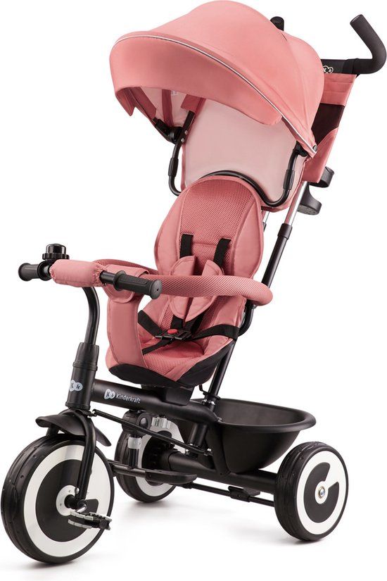 Kinderkraft ASTON Driewieler - Roze - 9m+ - 25kg - Draaibare Zitting - Duwstang