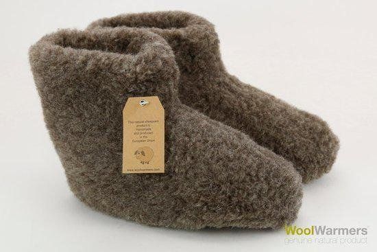 woolwarmers Panda Bruingrijze Wollen Sloffen maat 36