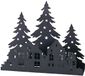 Boltze Waxinehouder Kaarsenhouder Kerst Zwart Metaal Kerstbomen & huisjes 30x8,5x25 cm
