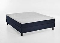 Atlantic Home Collection Happy Boxbed zonder hoofdeinde, Bonell-binnenveringsmatras, hardheid H2, stof, blauw, 160/200 cm, lighoogte ca. 58 cm