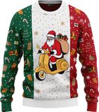 JAP Christmas Around the World Kersttrui (maat S) - 100% Gerecycled - Kriebelt niet - Kerstcadeau volwassenen - Foute Kersttrui dames en heren - Italië - Groen/Wit/Rood