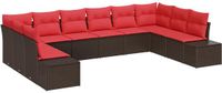 vidaXL Tuinbankenset 10 stuks Bruin en Rood