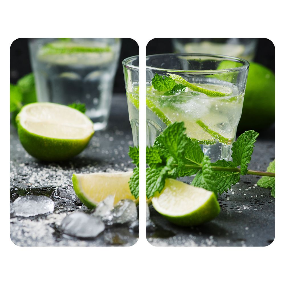 WENKO Mojito Keukensnijplank - Rechthoekig - Kunststof/Glas/TPE - Groen - 2 stuks