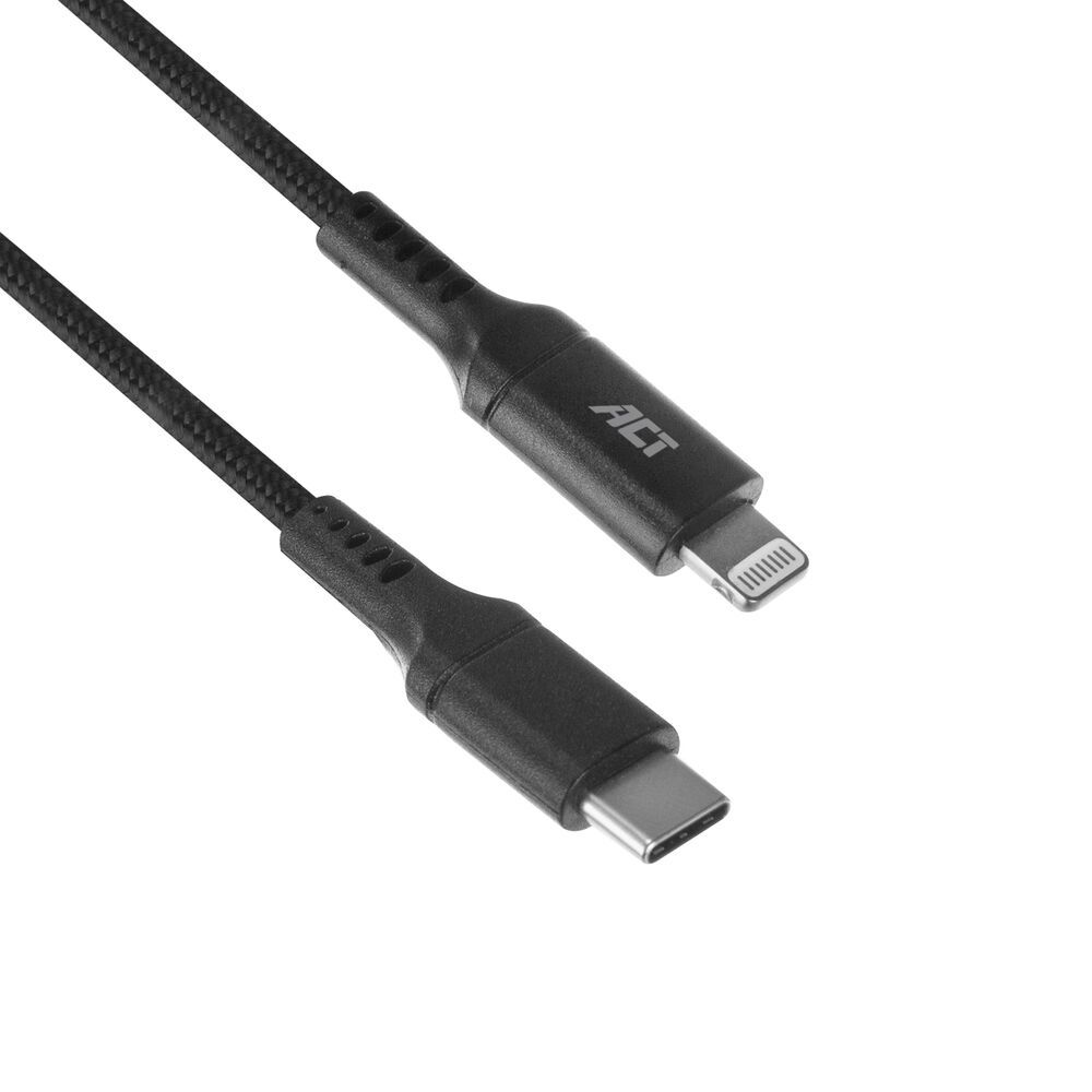 ACT USB-C naar Lightning Kabel - 1m - Zwart - MFI Gecertificeerd