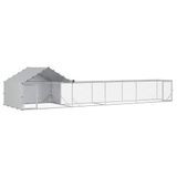 vidaXL Kip Coop met Dak en Tuin 2 st zilver 7 x 2 x 1,5 m
