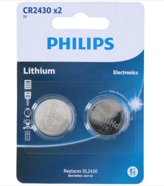 Philips CR2430 Knoopcel - 185 mAh - 2 stuks