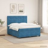 vidaXL Boxspringbed met matras Blauw 140 x 190 cm Fluweel
