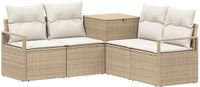 vidaXL Bankstel 2 zitplaatsen Beige en Crèmewit Polyrattan en Staal