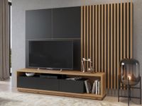 CELIA DELUXE Meuble TV-HiFi 3 tiroirs chêne wotan/noir